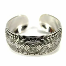 TRIBAL METAL CUFF Bangle Bracelet Tibetan Nepal Gypsy Style Silver Tone Jewelry