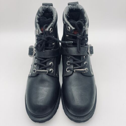 Harley Davidson Motorcycle Riding Boot Women's Size 10 Black Lace Up Distressed - Picture 2 of 11