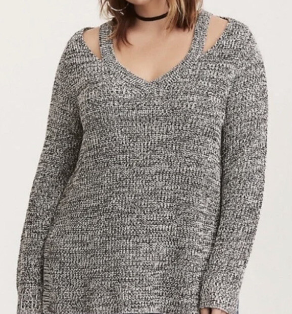 Torrid Marled Split Neck Tunic Sweater - image 2
