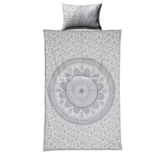 Floral Twin Silver Duvet Cover Set Bedding Ethnic Boho Blanket Doona Cover