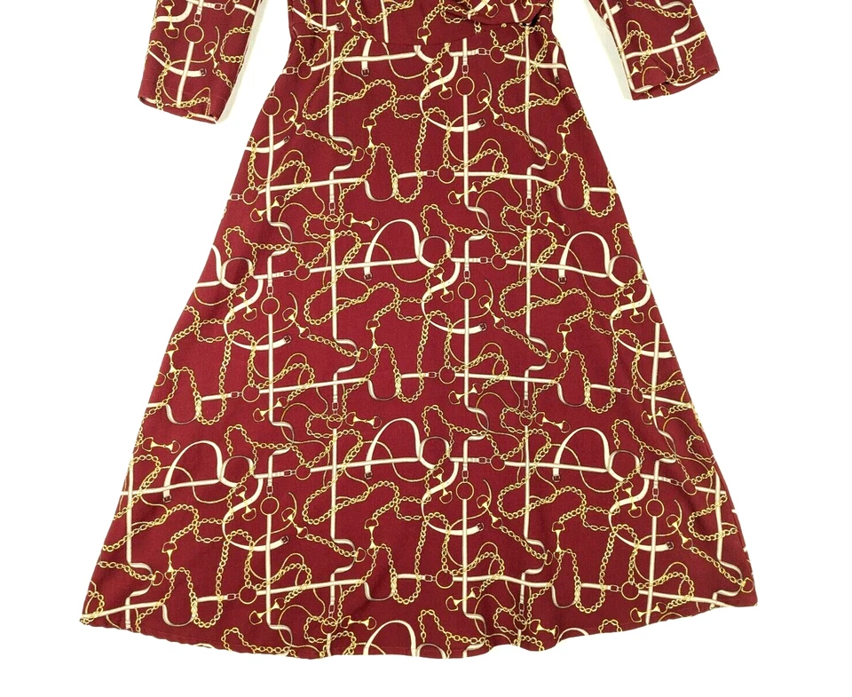 Vestido Donna Morgan Mujer 4 Envoltura Cruzada Cuello en V Rojo Cinturones Cadenas Brazalete Años 90 Foto 4 de 4