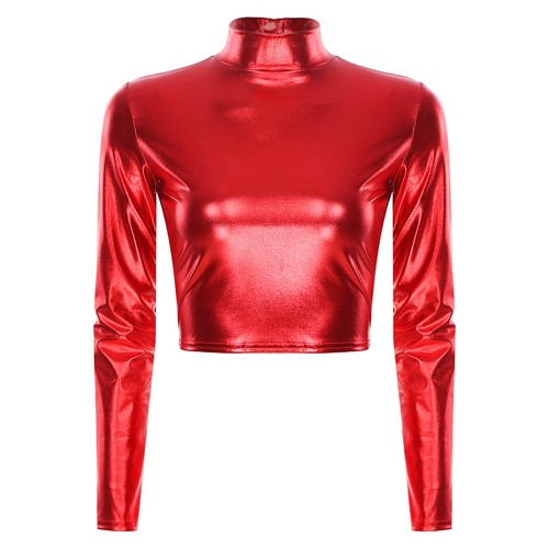 Womens Crop Top With Shorts Booty Outfit Swimsuit 2PCS Party Metallic Dancings - 第 29/57 張圖片