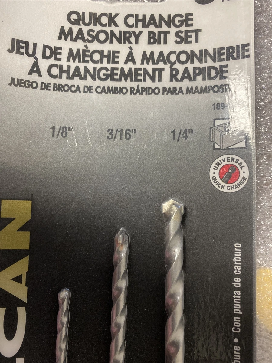 3pc VULCAN QUICK CHANGE CARBIDE TIPPED MASONRY HAMMER DRILL BITS 8162 | eBay