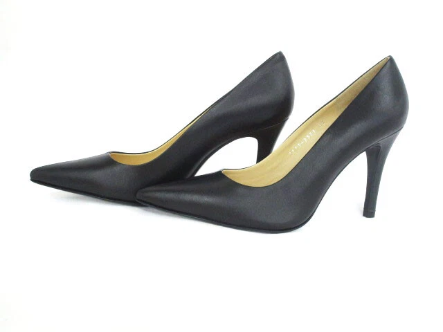 Kurane Clane Pumps High Heels Pointed Toe Leather Black 11115-2561