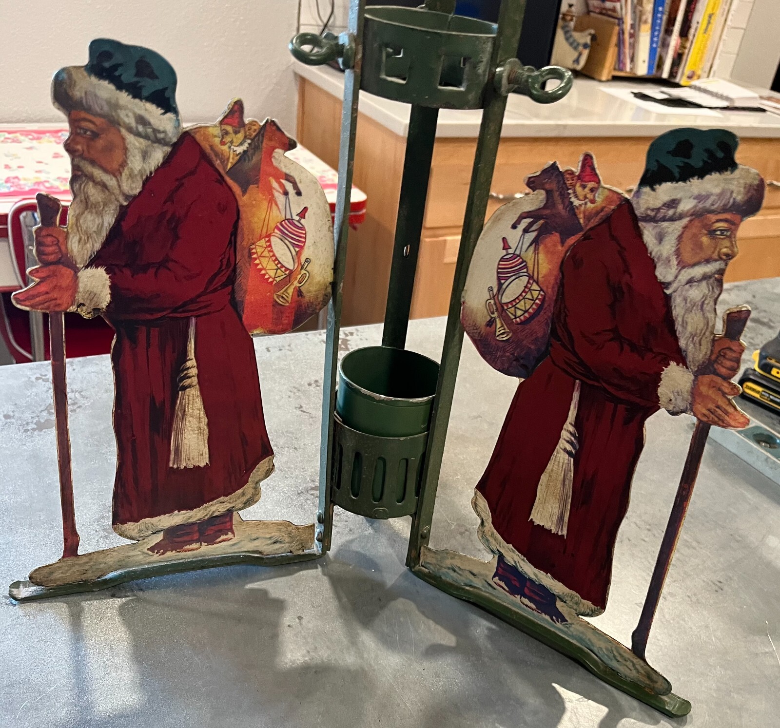 RARE 1930s GERMAN SANTA CLAUSE FOLDING METAL TREE STAND eBay