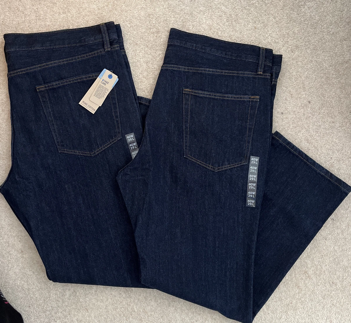 MARKS SPENCER MENS 2 PACK PAIRS REGULAR FIT DARK DENIM JEANS Waist 40 Leg 29