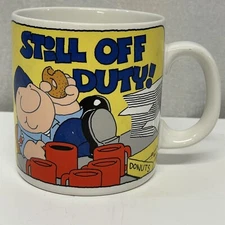 Vintage Ziggy 'Still Off Duty' Funny Air Force Coffee Mug with Donuts Cartoon