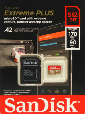SanDisk-Extreme PLUS 512GB micro SDXC UHS-I Memory Card w/ Adapter