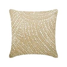 Decorative Throw Pillow Case Beige 16"x16", Square Cotton - Glazed Pearls