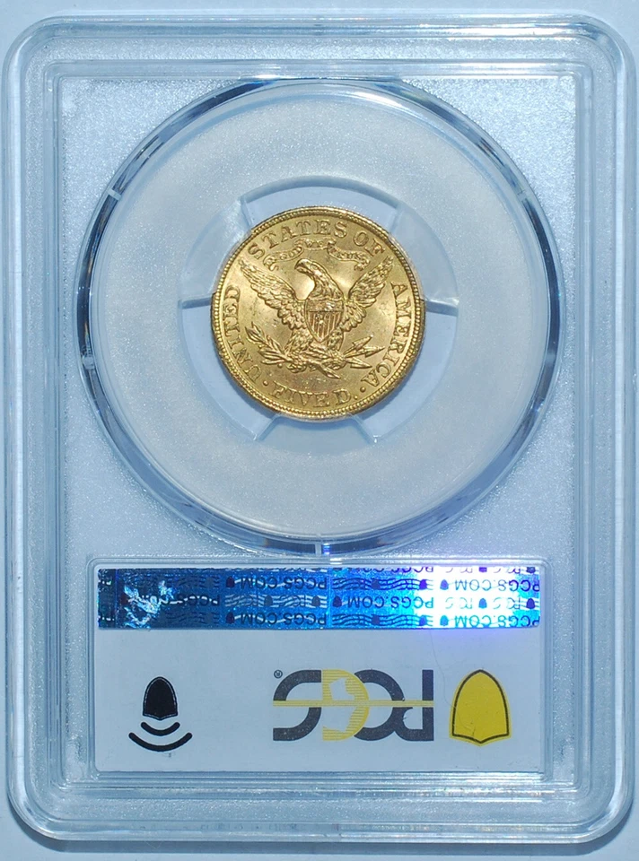 1902 PCGS MS65+ Liberty Head Gold $5 Half Eagle Low Pop - Image 2 of 2