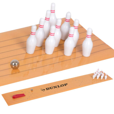 Bowling Spiel 13-teilig Reisespiel Kegelspiel Holz Bowling Tischkegel Dunlop