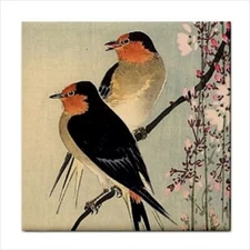 Swallows Cherry Blossoms Ceramic Tile Ohara Koson Back Splash Border Wall Art