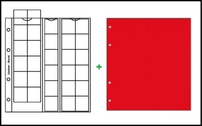 10-Lindner-K4R-Karat-Münzhüllen-Münzblätter-30x-30-mm-+-rote-ZWL