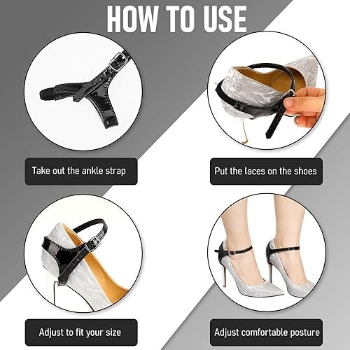 2 Pairs Women's Black Replacement Ankle Shoelace High Heel Shoe Straps High Heel - Picture 7 of 8