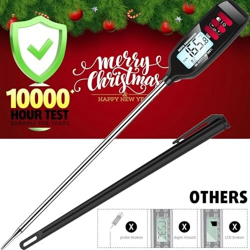 Meat Thermometer with Long Food Temperature Probe, Meat Thermometer - Black