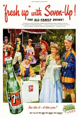   Fresh-Up with Seven-Up! Vintage 7-Up Ad Poster - 24x36  - Mid-century Modern