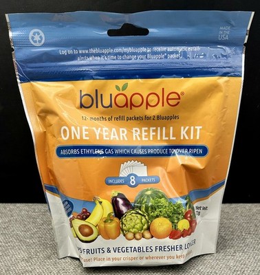 Bluapple One-Year Refill Kit 8 Refill Packets Keeps produce fresh longer New