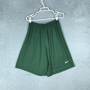 Nike Dri-FIT Green Athletic Shorts Mens Medium Elastic Waist Drawstring Logo Gym