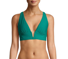 Time and Tru Women's V-Wire Green Ocean Bikini Swimsuit TOP ONLY Green Size M