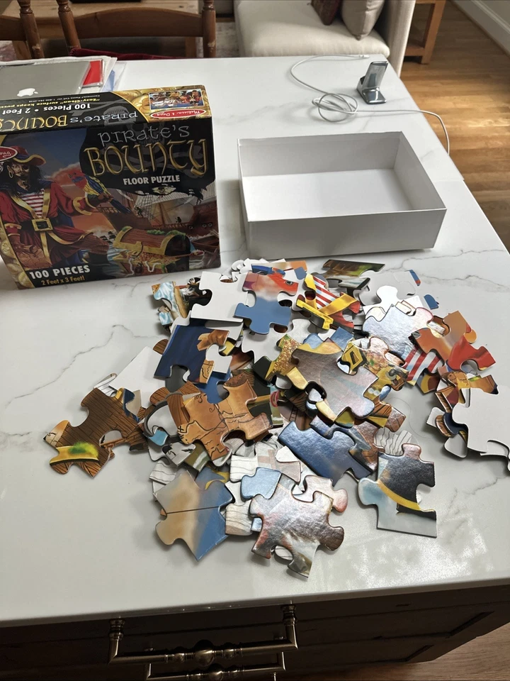 Rompecabezas de piso Melissa & Doug Pirate's Bounty #4402 100 piezas 2x3 pies fácil de limpiar Foto 4 de 4