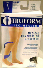 Truform Leg Health Compression Stockings Open Toe Thigh High Small Black 0868BLS