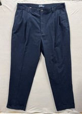 Vintage 90s Polo Ralph Lauren Mens Pants 36x32 Navy Blue Pleated Preppy Cuffed
