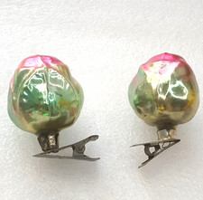 2 Vintage Christmas Glass Ornaments Tree USSR Xmas Antique Decorations Flowers
