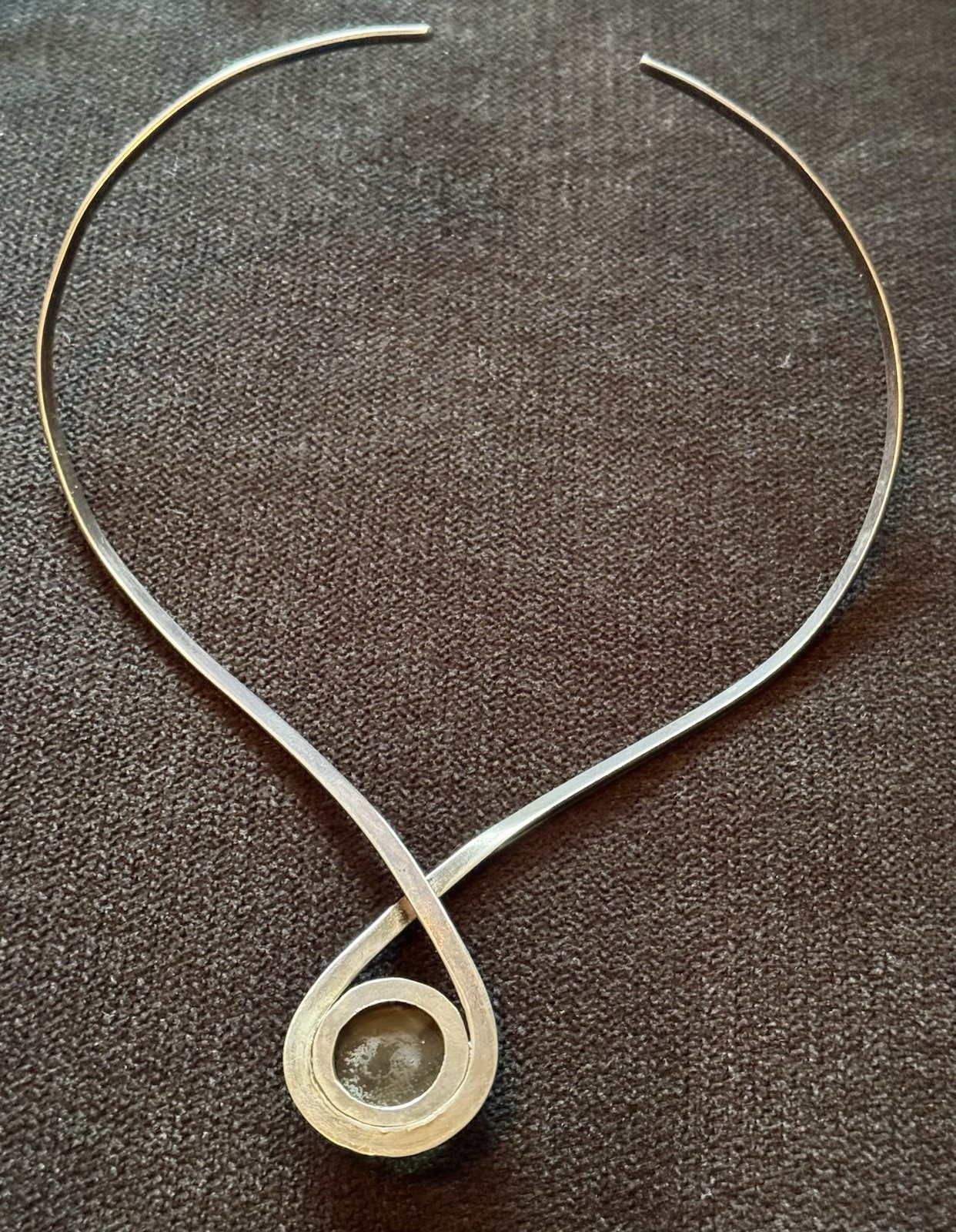 SOLID STERLING SILVER CHOKER COLLAR NECKLACE W RO… - image 3