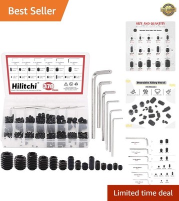 Versatile 370-Piece SAE Socket Set Screw Assortment with Hex Wrenches Included