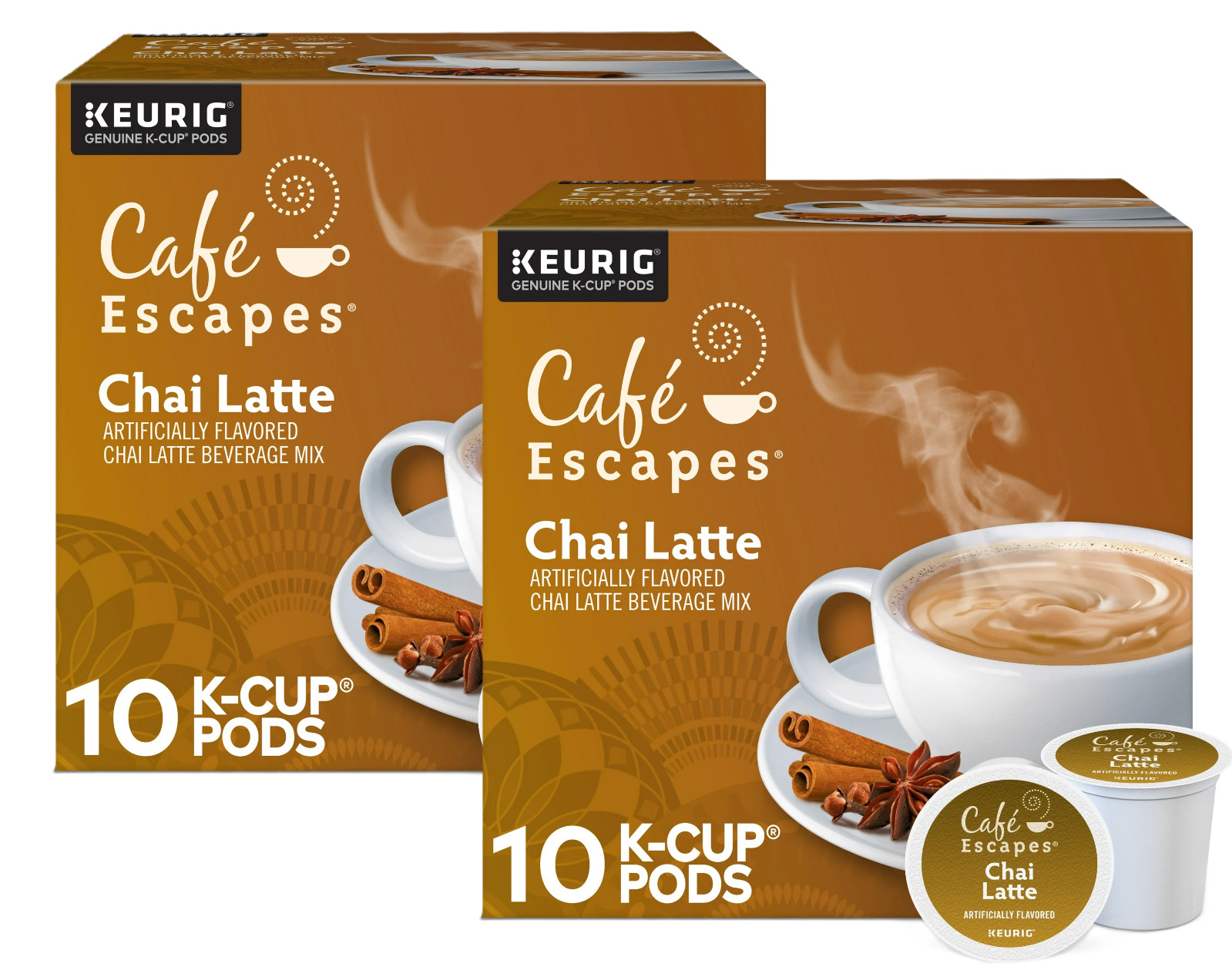 Cafe Escapes, Chai Latte K-Cup Coffee Pods, 10 Count (2 Pack)