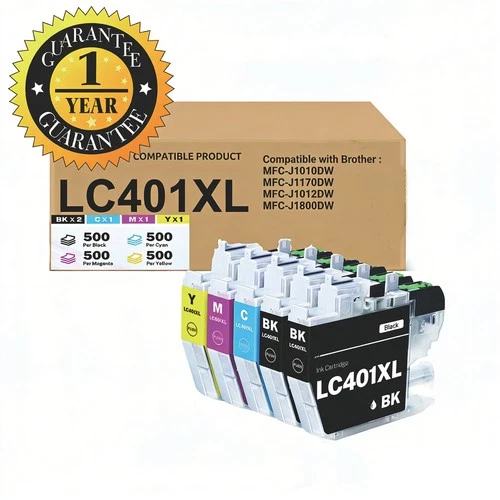 5pk LC401XL Ink Cartridge Compatible for Brother MFC-J1010DW J1012DW MFC-J1170DW