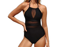 NWT Mesh Halter One Piece Swimsuit Women s Size S