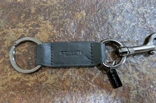 Rare Black Coach Trigger Snap Leather Key Fob Keychain Unisex Limited Edition 1