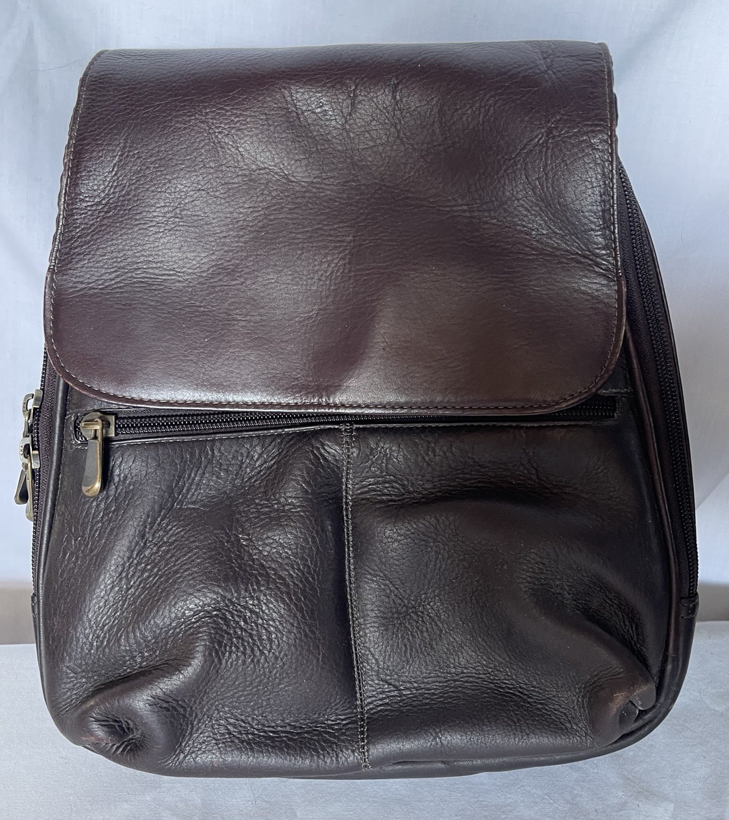 DAVID KING, Boston Brown Classic Leather Backpack, Mint Bare