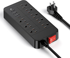 Surge Protector Power Strip, 6 Ft Extension Cord with Multiple Outlets 4 USB P
