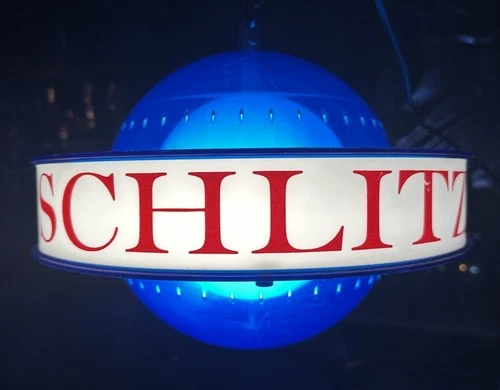 Vintage 1961 Schlitz Beer Hanging Rotating Motion Lighted Globe Satellite