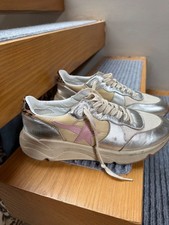 Women s silver and animal print golden goose running shoes
