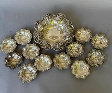 Sterling Silver Reed & Barton FRANCIS I 8" Serving Bowl & 12 nut dishes 29.47TOZ