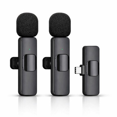 Wireless Clip Microphone for IOS Android Phone Recording Vlog Mic