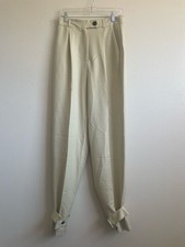 NWT ASOS Cream Trousers High Waisted Straight Leg Cuffed Hem Size US 6 Tall