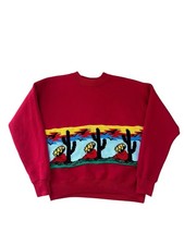 Vintage Sleeping Mexican Sweatshirt Men  s Small Red 90  s USA