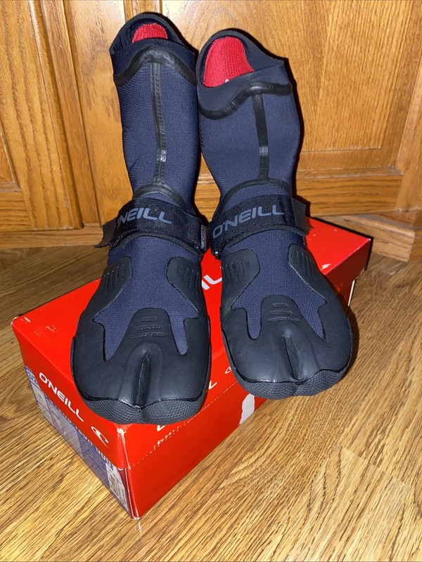 O'NEILL PSYCHO TECH SPLIT TOE 3/2MM BOOTS MENS SIZE 8 BLACK ~ SURF WATER SPORT