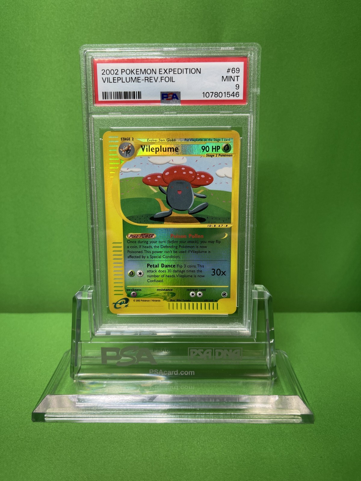 2002 POKEMON EXPEDITION 69 VILEPLUME-REVERSE FOIL PSA 9