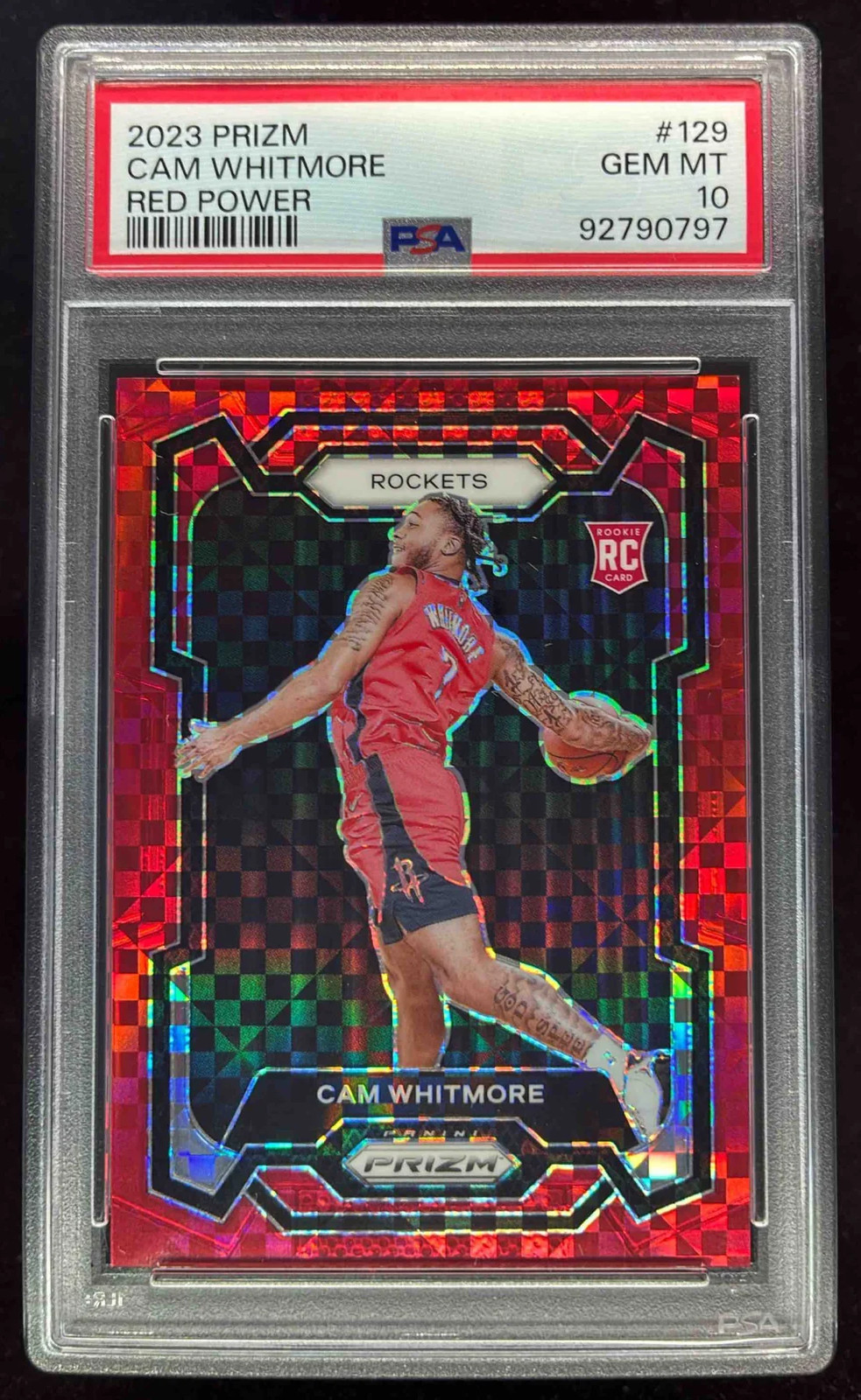 2023-24 Panini Prizm Prizms Red Power #129 Cam Whitmore RC /75 PSA 10