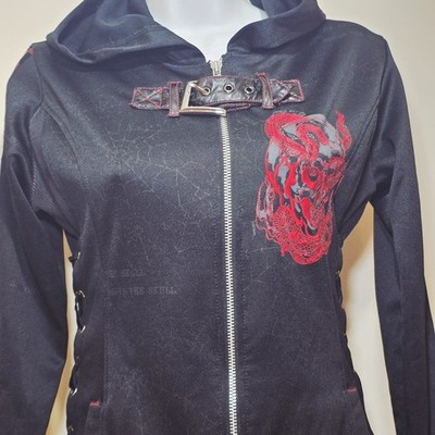 h.NAOTO ANARCHYISMキャミソール H. Anarchyism For Plus H. Naoto Black Embroidered Lace Up Hoodie