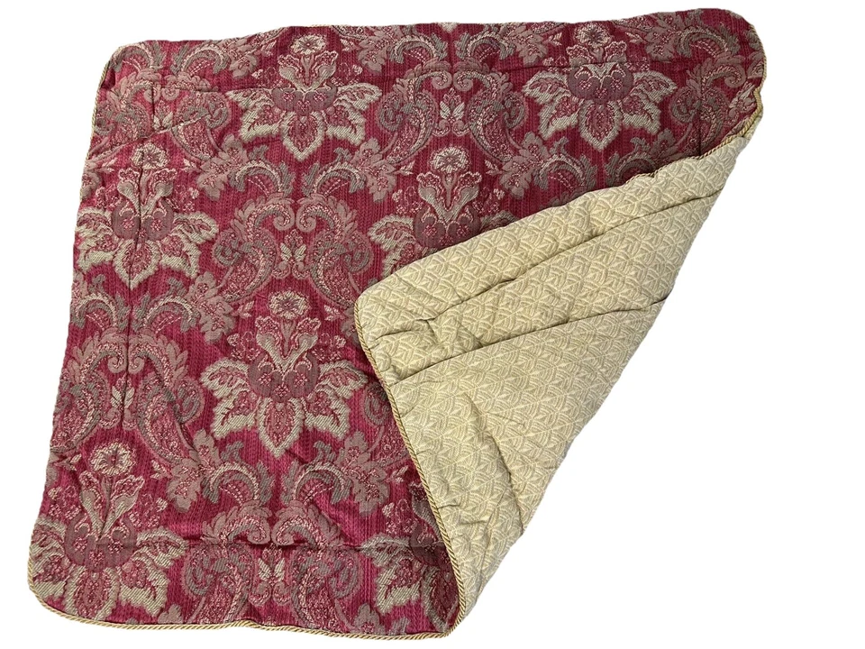 Croscill Luxury Bellissima Standard Queen Pillow Sham Red & Gold Corded Trim - Image 3 of 4