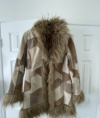 Vintage Esprit Y2K Penny Lane Patchwork Leather Fur Coat