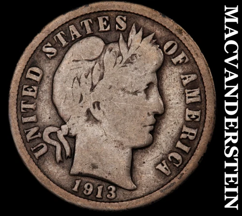 1913 Barber Dime- Silver- Scarce Better Date No Reserve #J866