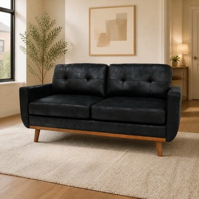 65-inch Modern Minimalist Two-Seater Sofa solid wood legs Black