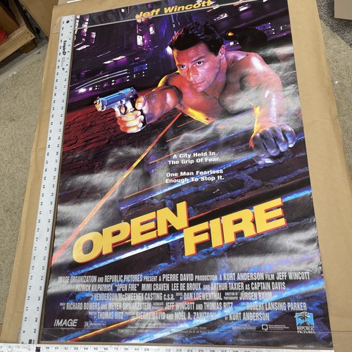 Vtg Original Movie Store Advertising Poster: Open Fire (1994) 27" x 40" Rare